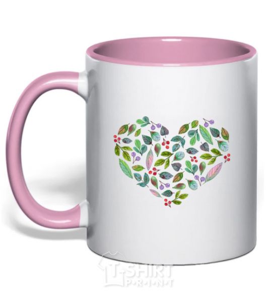 Mug with a colored handle Earth day heart light-pink фото