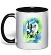 Mug with a colored handle Save the planet Mother Earth day black фото