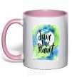 Mug with a colored handle Save the planet Mother Earth day light-pink фото