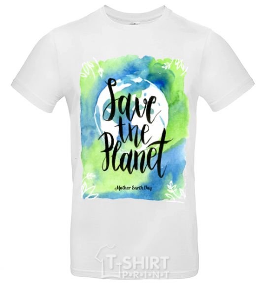 Men's T-Shirt Save the planet Mother Earth day White фото