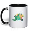 Mug with a colored handle Happy Earth Day V.1 black фото