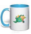 Mug with a colored handle Happy Earth Day V.1 sky-blue фото
