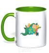 Mug with a colored handle Happy Earth Day V.1 kelly-green фото