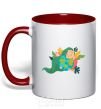 Mug with a colored handle Happy Earth Day V.1 red фото