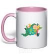 Mug with a colored handle Happy Earth Day V.1 light-pink фото