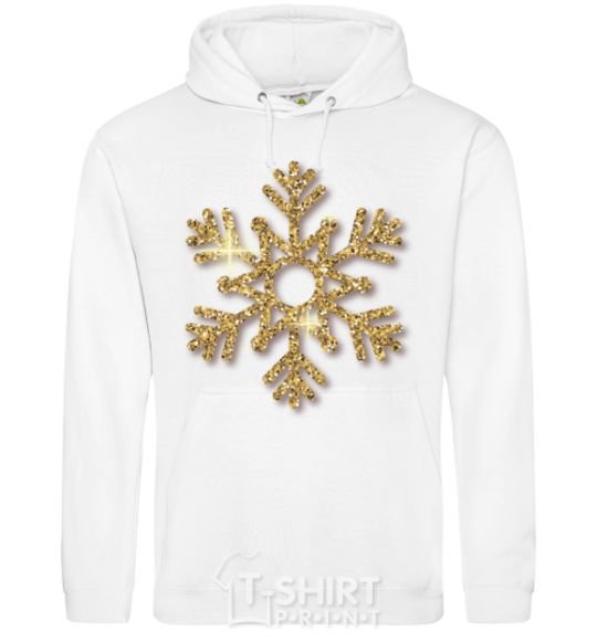 Men`s hoodie A golden snowflake White фото