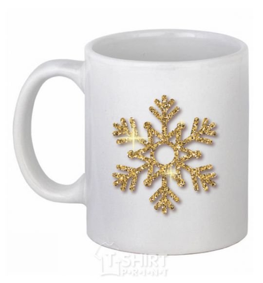 Чашка керамическая Золотая снежинка Белый фото