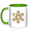 Mug with a colored handle A golden snowflake kelly-green фото