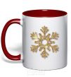 Mug with a colored handle A golden snowflake red фото