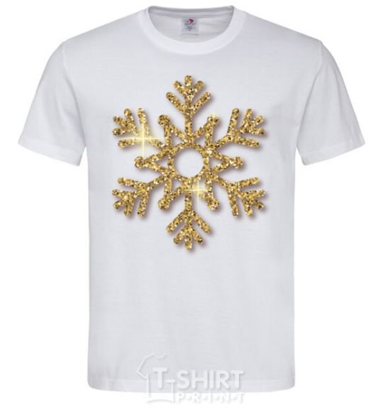 Men's T-Shirt A golden snowflake White фото