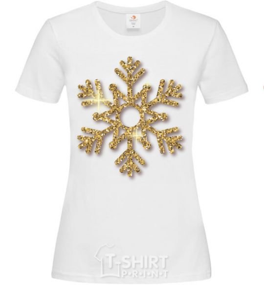 Women's T-shirt A golden snowflake White фото