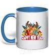 Mug with a colored handle Happy new year little deer royal-blue фото