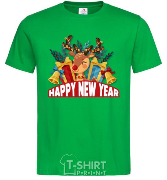 Men's T-Shirt Happy new year little deer kelly-green фото