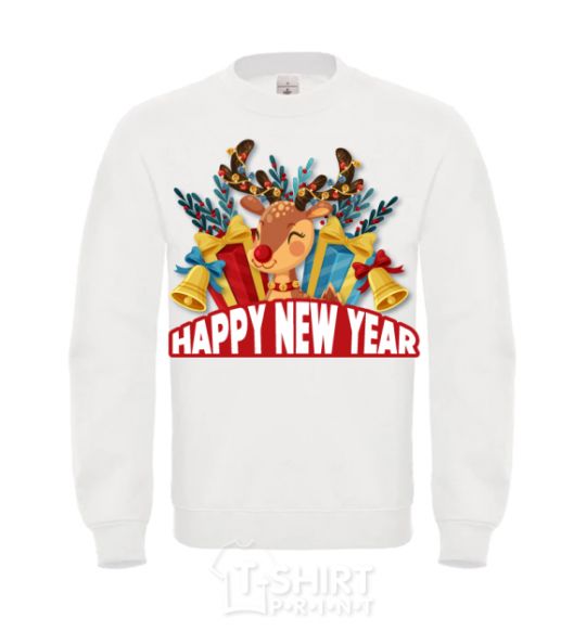 Sweatshirt Happy new year little deer White фото