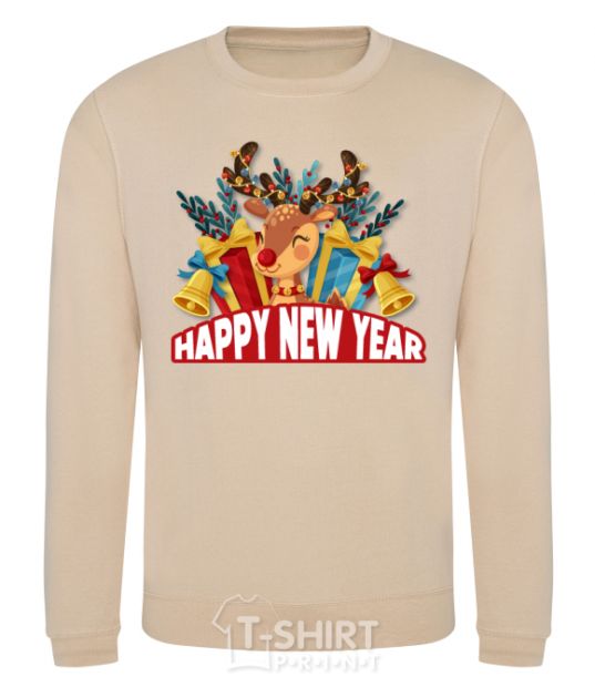 Sweatshirt Happy new year little deer sand фото