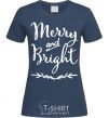 Women's T-shirt Merry and bright navy-blue фото