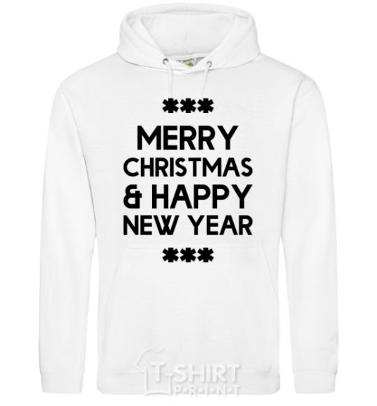 Men`s hoodie Merry Сhristmas and HNY White фото