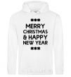 Men`s hoodie Merry Сhristmas and HNY White фото