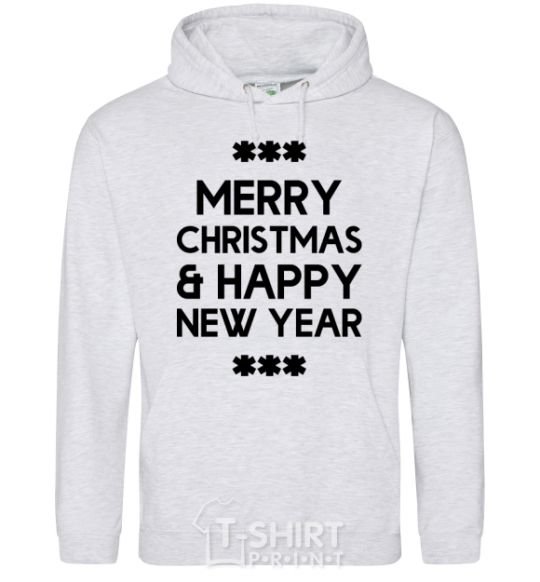 Men`s hoodie Merry Сhristmas and HNY sport-grey фото