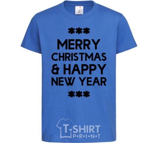 Kids T-shirt Merry Сhristmas and HNY royal-blue фото