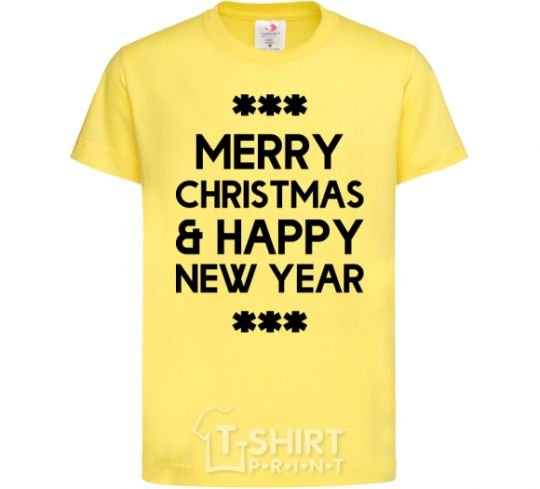 Kids T-shirt Merry Сhristmas and HNY cornsilk фото