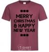 Men's T-Shirt Merry Сhristmas and HNY burgundy фото
