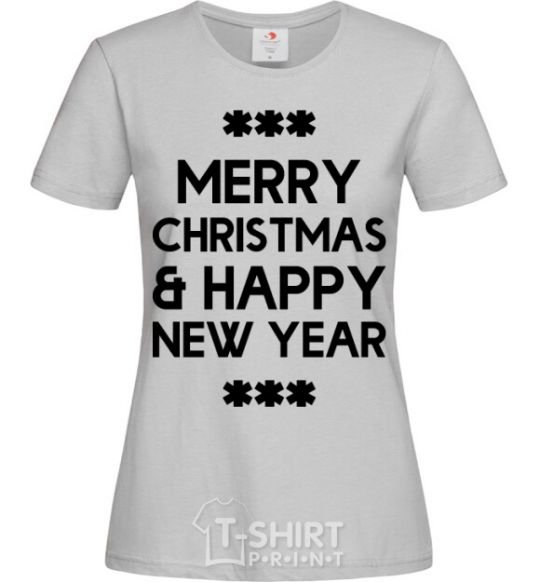 Женская футболка Merry Сhristmas and HNY Серый фото