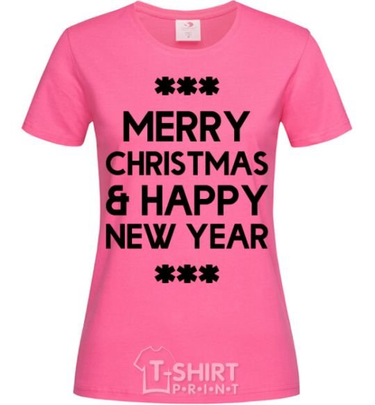 Женская футболка Merry Сhristmas and HNY Ярко-розовый фото