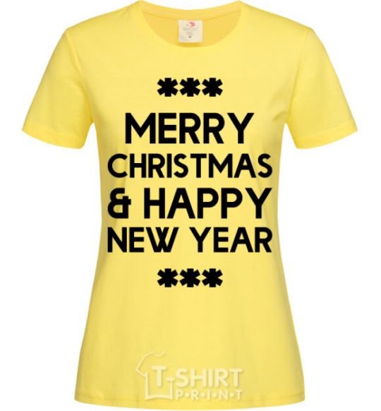 Женская футболка Merry Сhristmas and HNY Лимонный фото