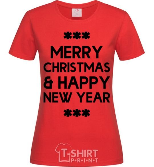 Women's T-shirt Merry Сhristmas and HNY red фото