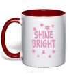 Mug with a colored handle Shine bright winter red фото