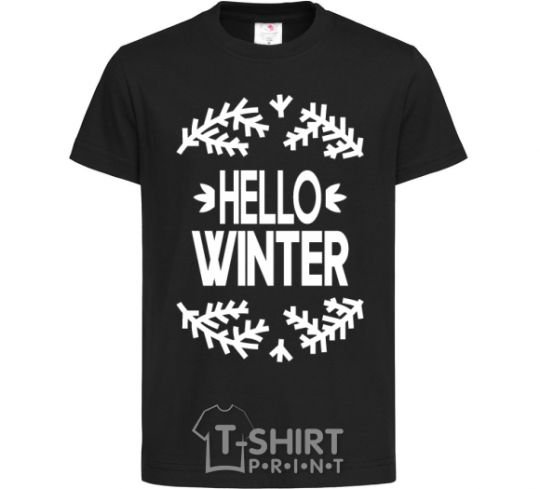 Kids T-shirt Hello winter black фото