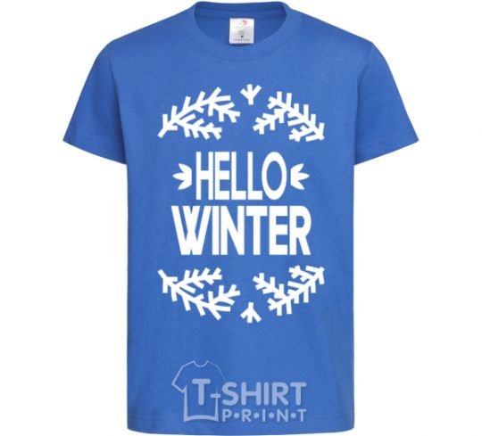 Kids T-shirt Hello winter royal-blue фото