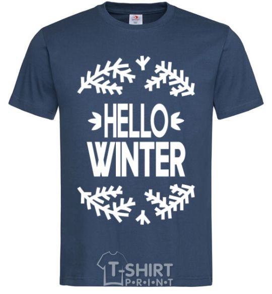 Men's T-Shirt Hello winter navy-blue фото