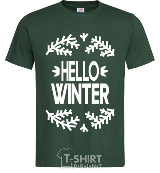 Мужская футболка Hello winter Темно-зеленый фото