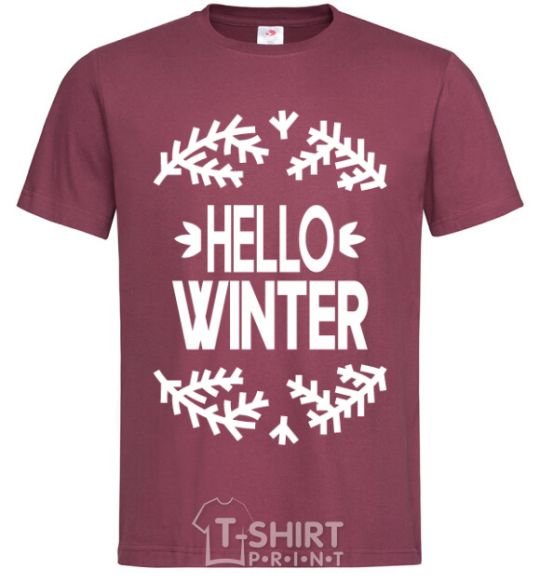 Men's T-Shirt Hello winter burgundy фото