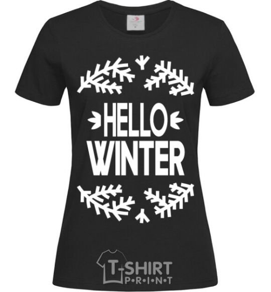 Женская футболка Hello winter Черный фото