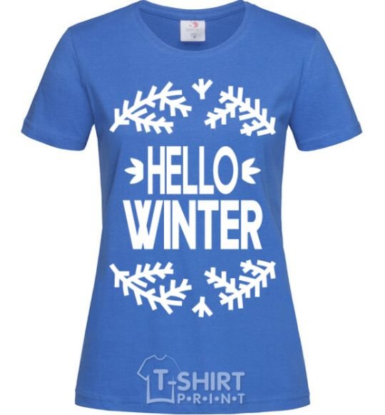 Women's T-shirt Hello winter royal-blue фото