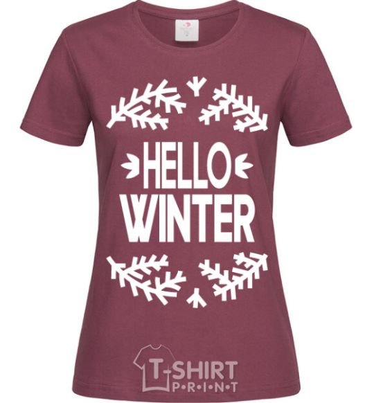 Женская футболка Hello winter Бордовый фото