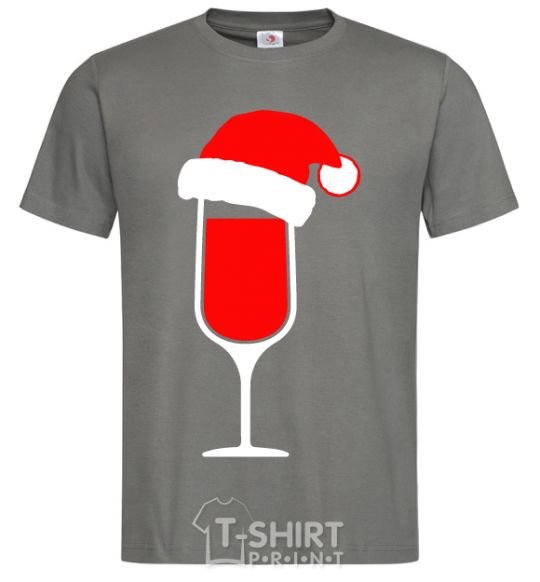 Men's T-Shirt A glass in a hat dark-grey фото