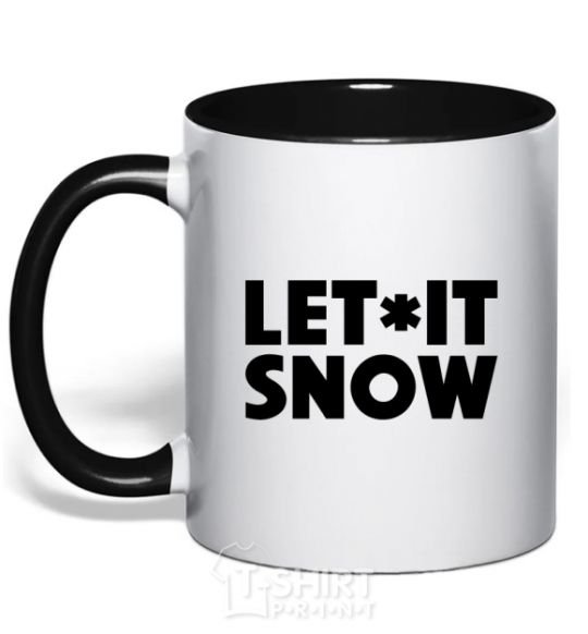 Mug with a colored handle Let it snow text black фото