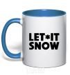 Mug with a colored handle Let it snow text royal-blue фото