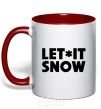 Mug with a colored handle Let it snow text red фото