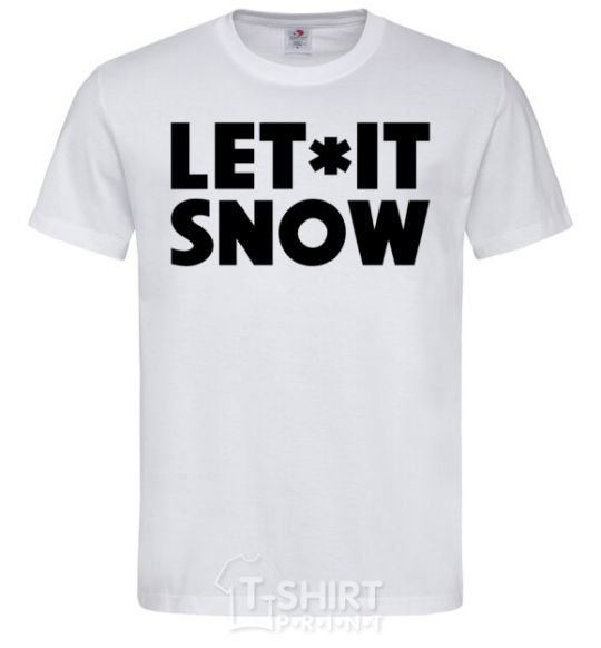 Men's T-Shirt Let it snow text White фото