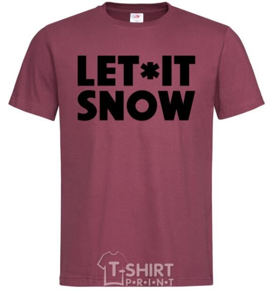 Men's T-Shirt Let it snow text burgundy фото