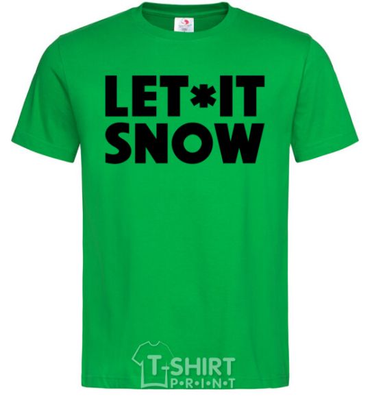 Men's T-Shirt Let it snow text kelly-green фото