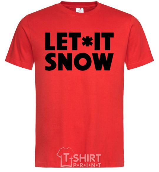 Men's T-Shirt Let it snow text red фото