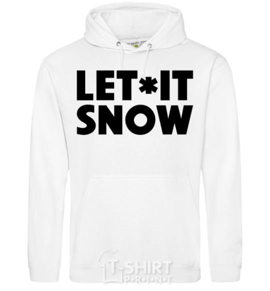 Мужская толстовка (худи) Let it snow text Белый фото