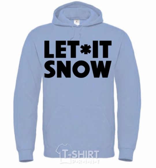 Men`s hoodie Let it snow text sky-blue фото