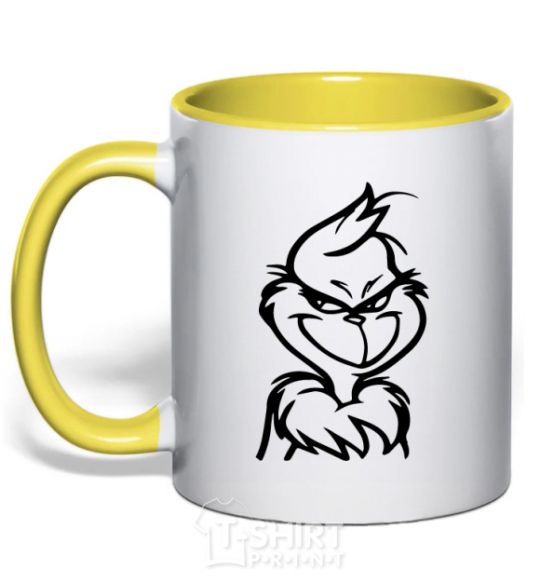 Mug with a colored handle The Christmas kidnapper yellow фото